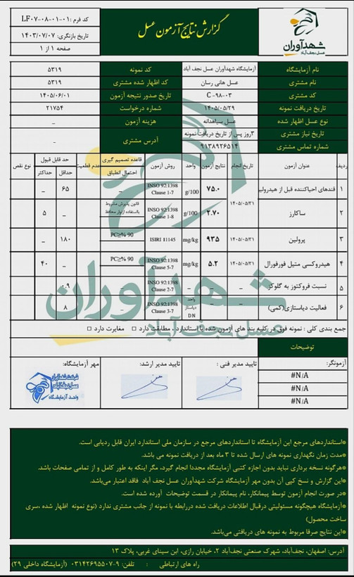 عسل بهاره طبیعی هانیرسان